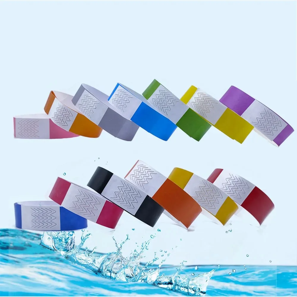 Paper Tyvek Wristbands Ticket Bar Identity Party Disposable Wristbands Waterproof Playground Synthetic Paper Wrist 100 Pcs