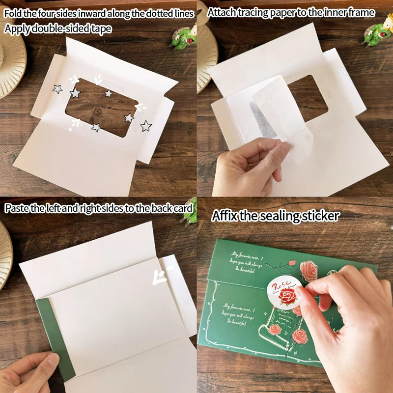 DIY Flame Burning Envelope Creative Gift Greeting Card Students Handmade Envelope Birthday Congratulation Cards Material Package