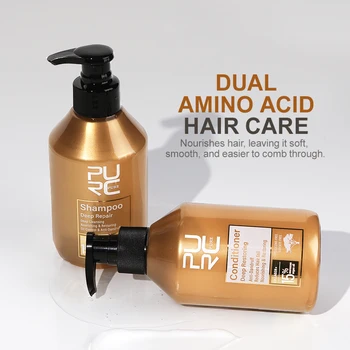PURC Moroccan Oil Shampoo & Conditioner Hair Care Set Keratin Hair Treatment Collagen Nourishing Repair Damage Anti Dandruff Set 1