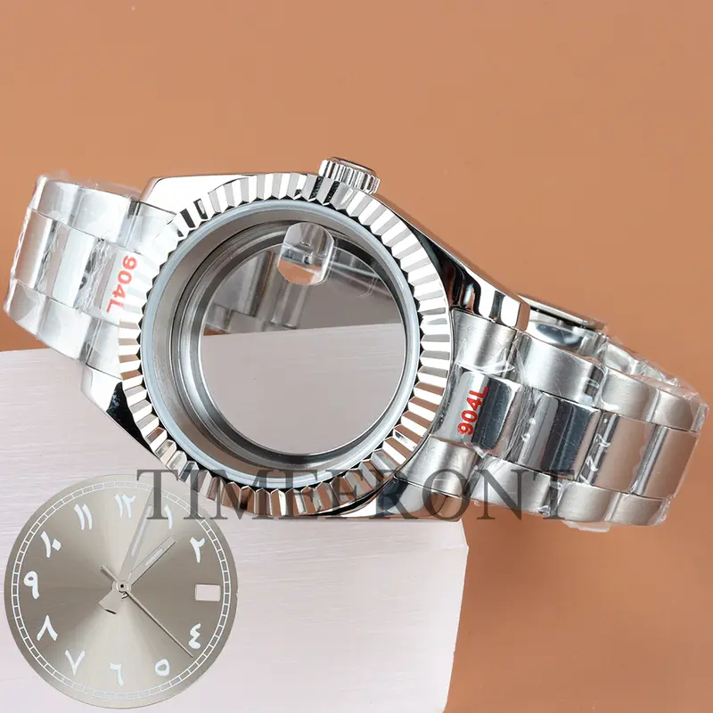 Silver/Black 36mm 39mm nh35 Watch Case with pink Sunburst Dial and Hands For Datejust NH35 NH36 Movement Waterproof Oyster Strap - Image 25