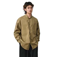 Men Pure Cotton Loose Casual Long Sleeve Shirts Cityboy Harajuku Streetwear Fashion Vintage Cargo Shirt 1