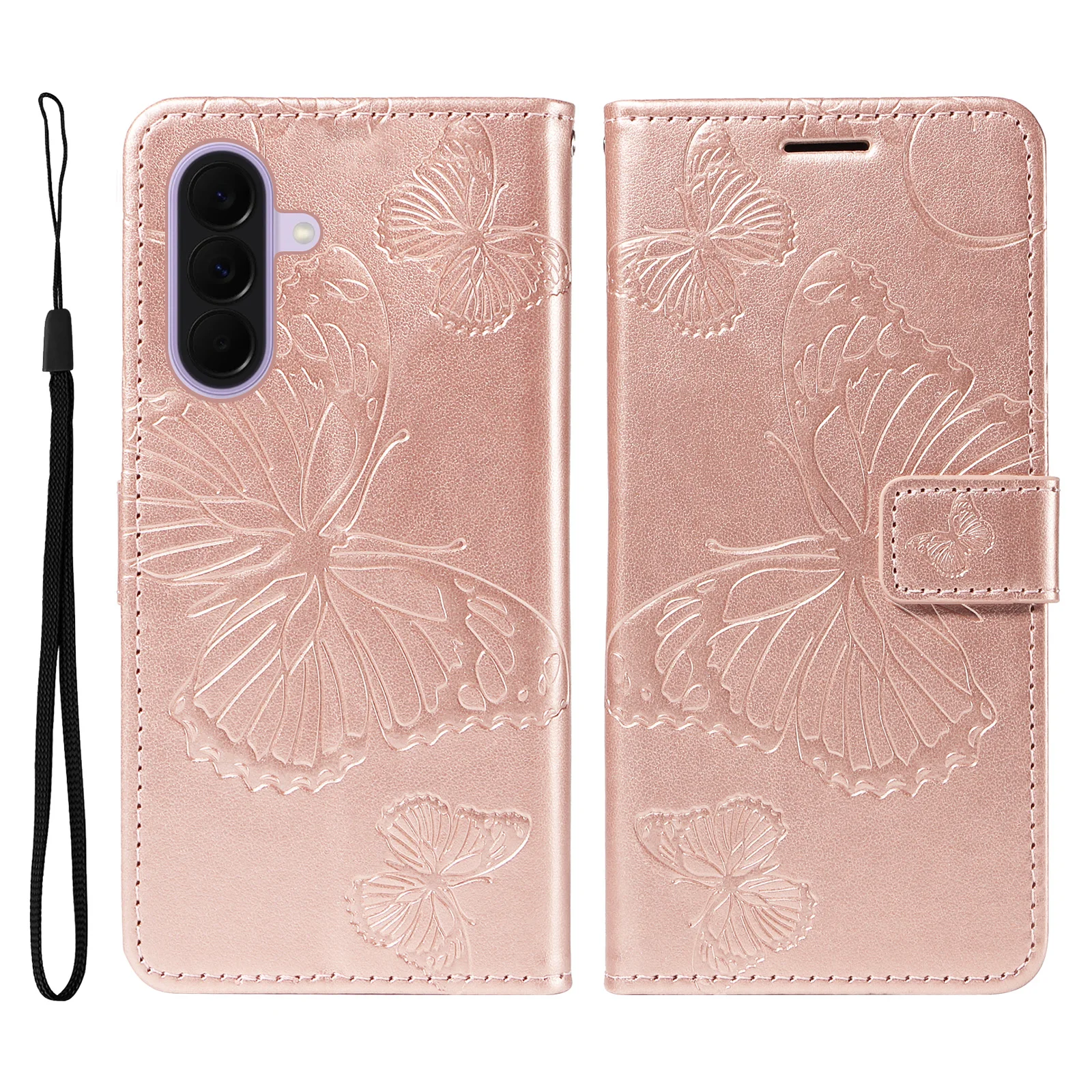 Butterfly Embossed Leather Wallet Flip Case
