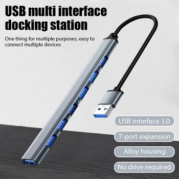 7 Ports USB 3.0 Type C HUB Expander Splitter High Speed OTG Adapter Docking Station For LaptopPC Hard Drive Mouse Keyboard 1