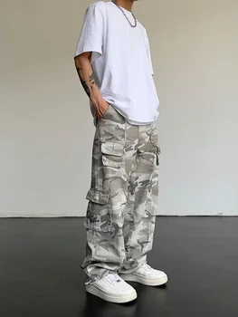 Pantaloni cargo da uomo Pantaloni mimetici mimetici da uomo Pantaloni dritti multitasche multitasche Designer di strada hip-hop con tendenza popolare