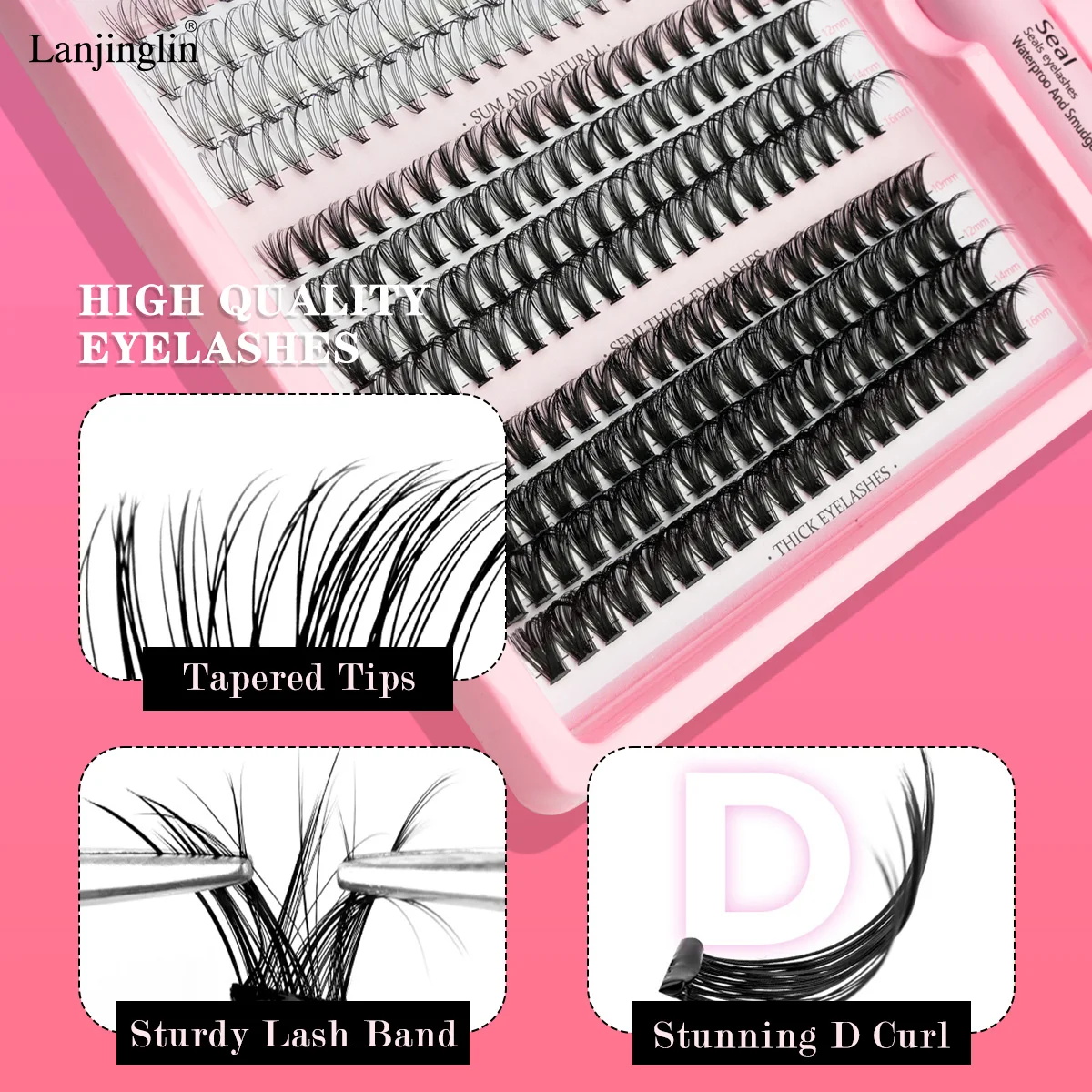 DIY Mix Clusters Kit Lash Clusters With Strong Hold Lash Bond And Seal And Eyelash Tweezers Cluster Kit lash extension kit,eyelash set