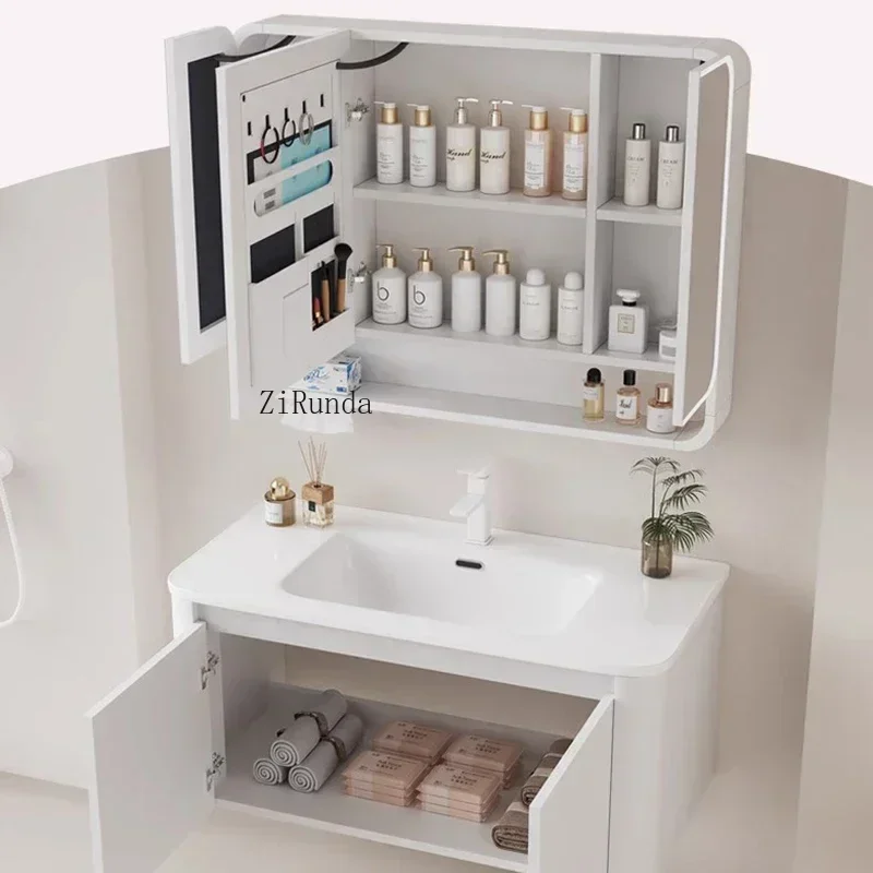 Nordic Style Smart Bathroom Mirror Cabinet Wall-mounted Beauty Makeup Fog Removal Mirror Cabinet Shelf Home Furniture Шкаф FYBC
