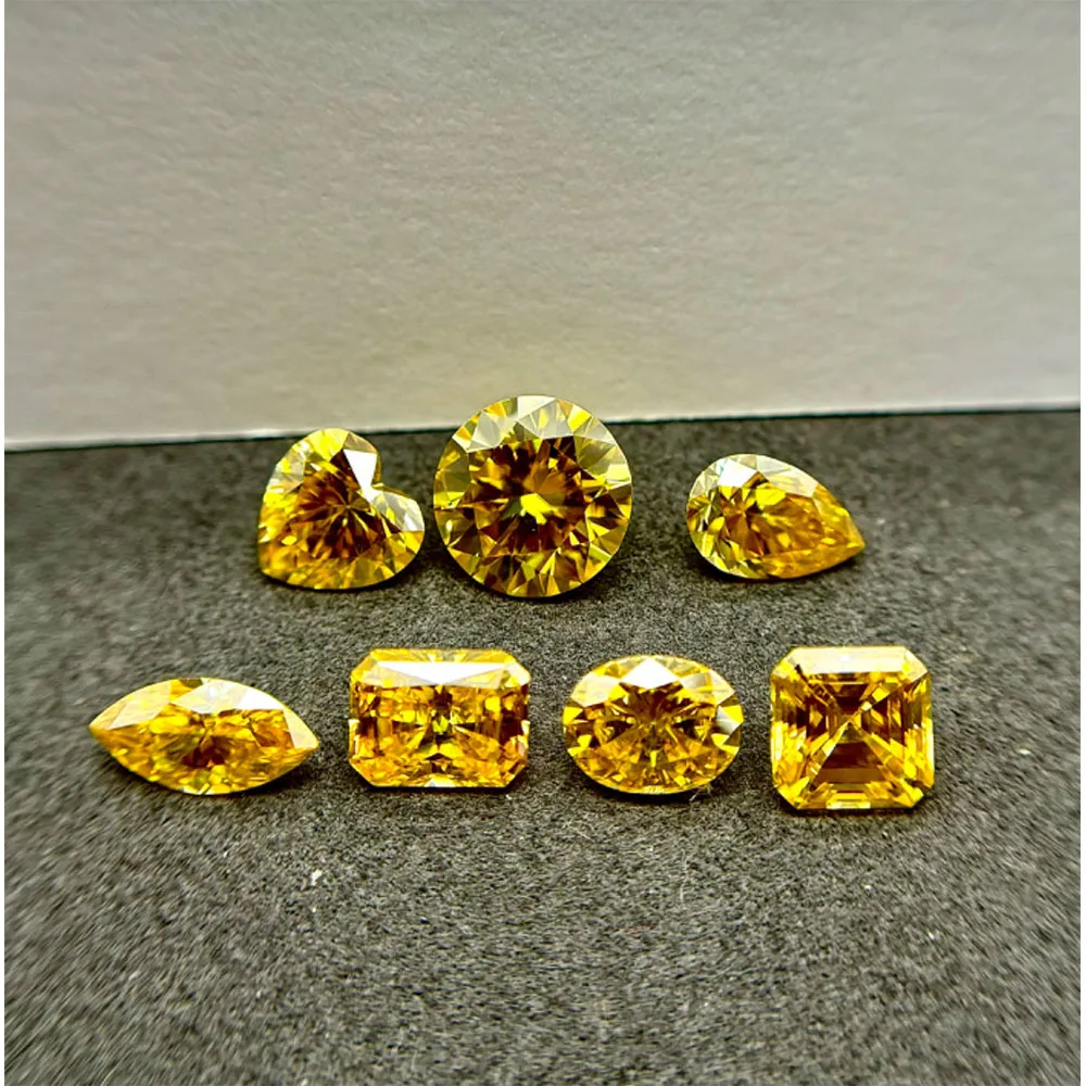Yellow Color Moissanite Stone Excellent Marquise Cut synthetic Gemstone with GRA Report  VVS1for Women Jewelry Ring Making 1~3CT