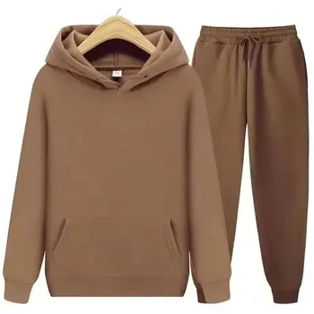 2024 Men's Autumn and Winter New Solid Color Hoodie+pants Two-piece Set Fashionable Casual Sports Set Size S-3XL Men's Tracksuit