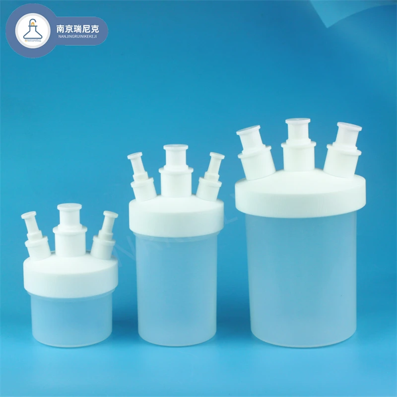 산, 알칼리, 고온 내성 PFA 평평한 바닥 플라스크, 3 목 맞춤형 투명 가시성 반응, 500ml