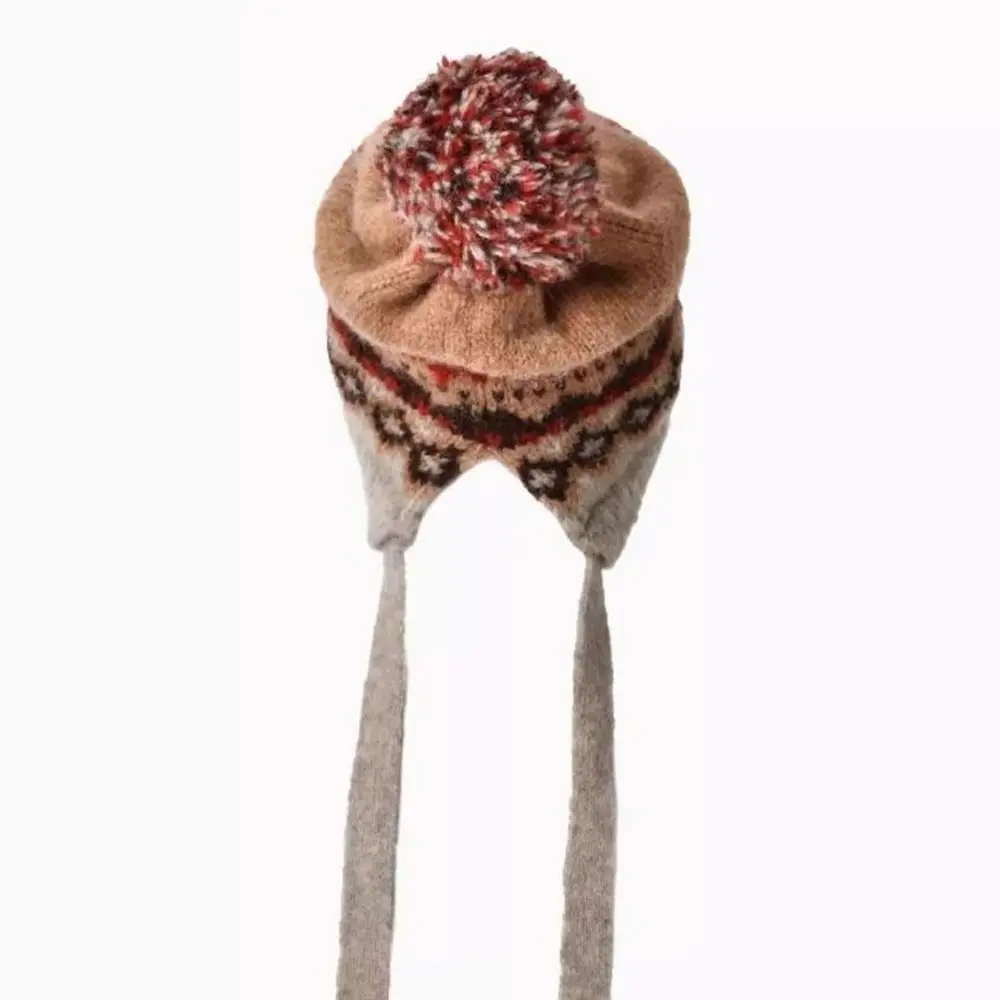 New Pompom Warm Hat Windproof Knitted Beanie Cap Thickned Cold Proof Ear Protection Hat Women