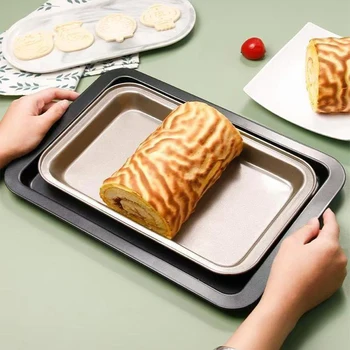 33cm/24cm Non-Stick Rectangle Baking Pan Carbon Steel Baking Sheet Oven Tray for Biscuit Pie Pizza Roast Muffin Bread Bakeware