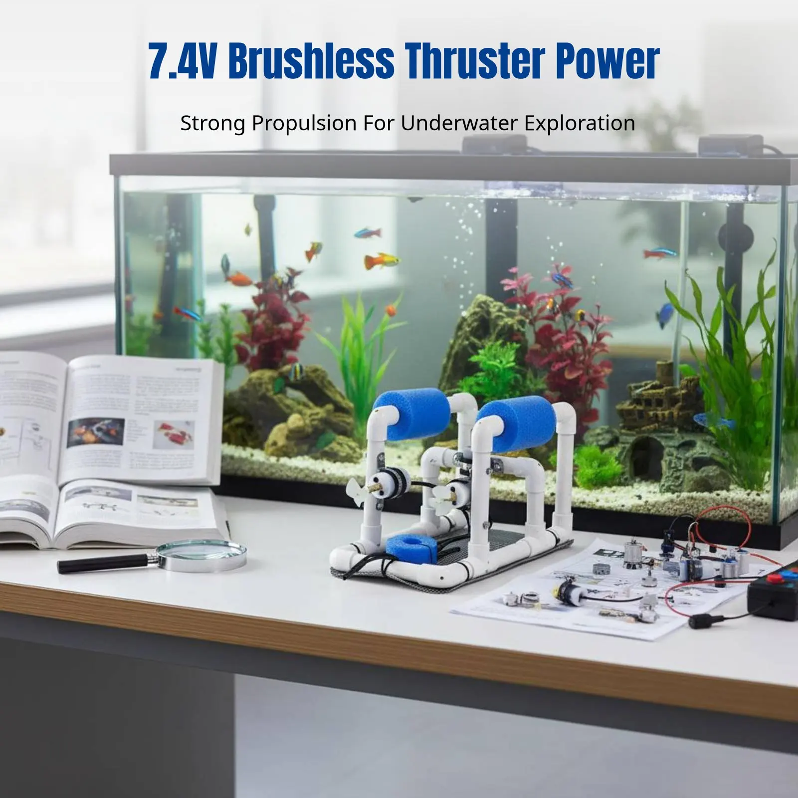 학생 교육용 DIY 수중 로봇 ROV, 브러시리스 추진기 키트, 탐험용, 카메라 없음, 긴 케이블