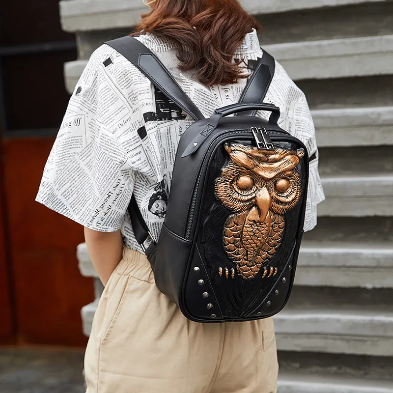 

Fashion 3D Women Thicken Split Leather Backpack Shoulder School Bags for Teenagers Girl Travel Leather Backpack Female Knapsack