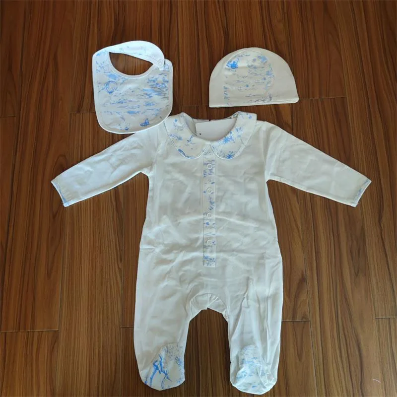 high end children clothes new born baby jumpsuit pure cotton playsuit footed girl overall wear 0-18M