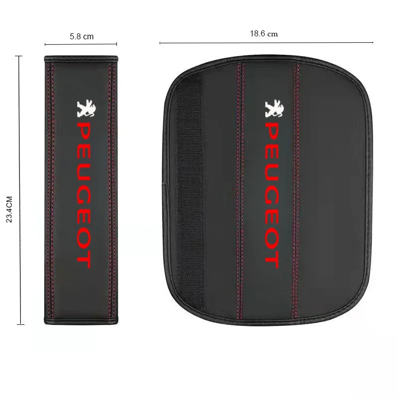 2Pcs Car Seat Belt Leather Safety Belt Shoulder Cover For For Peugeot 107 207 307 308 407 607 3008 5008