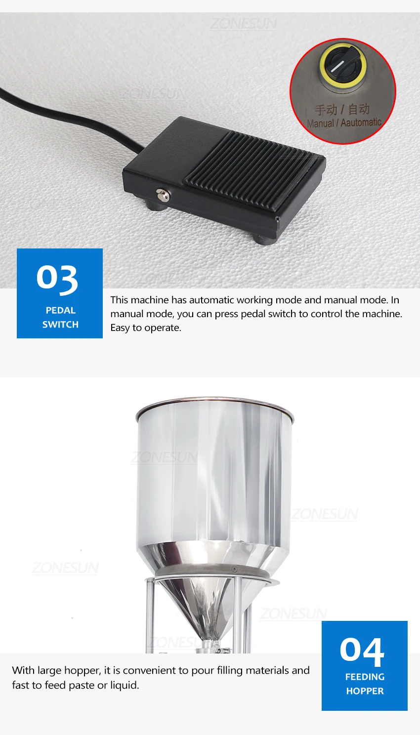 ZONESUN ZS-YTCP12V 1-12 мл Пневматическая машина для наполнения шприцев для жидкой пасты Керамический плунжерный насос с бункером 20 л 