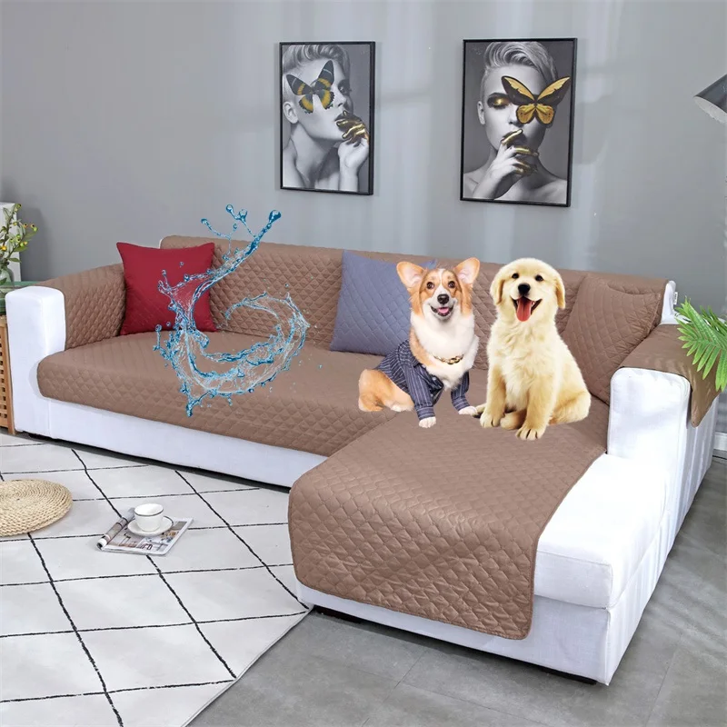 

L Shape Pet Dog Kid Sofa Cover for Living Room Corner Couch Covers Non Slip Quilted One-Piece Slipcover Furniture Protector