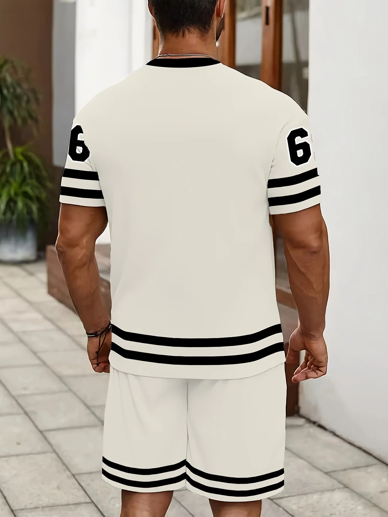 Men's set No. 66 letter print T-shirt and short. - 06