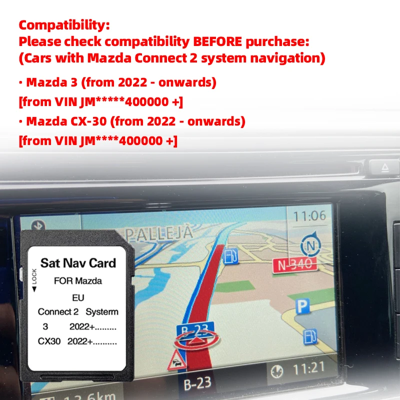 지도 Sat Navi 32GB for Mazda 3/CX30 2022+ Car Connect..