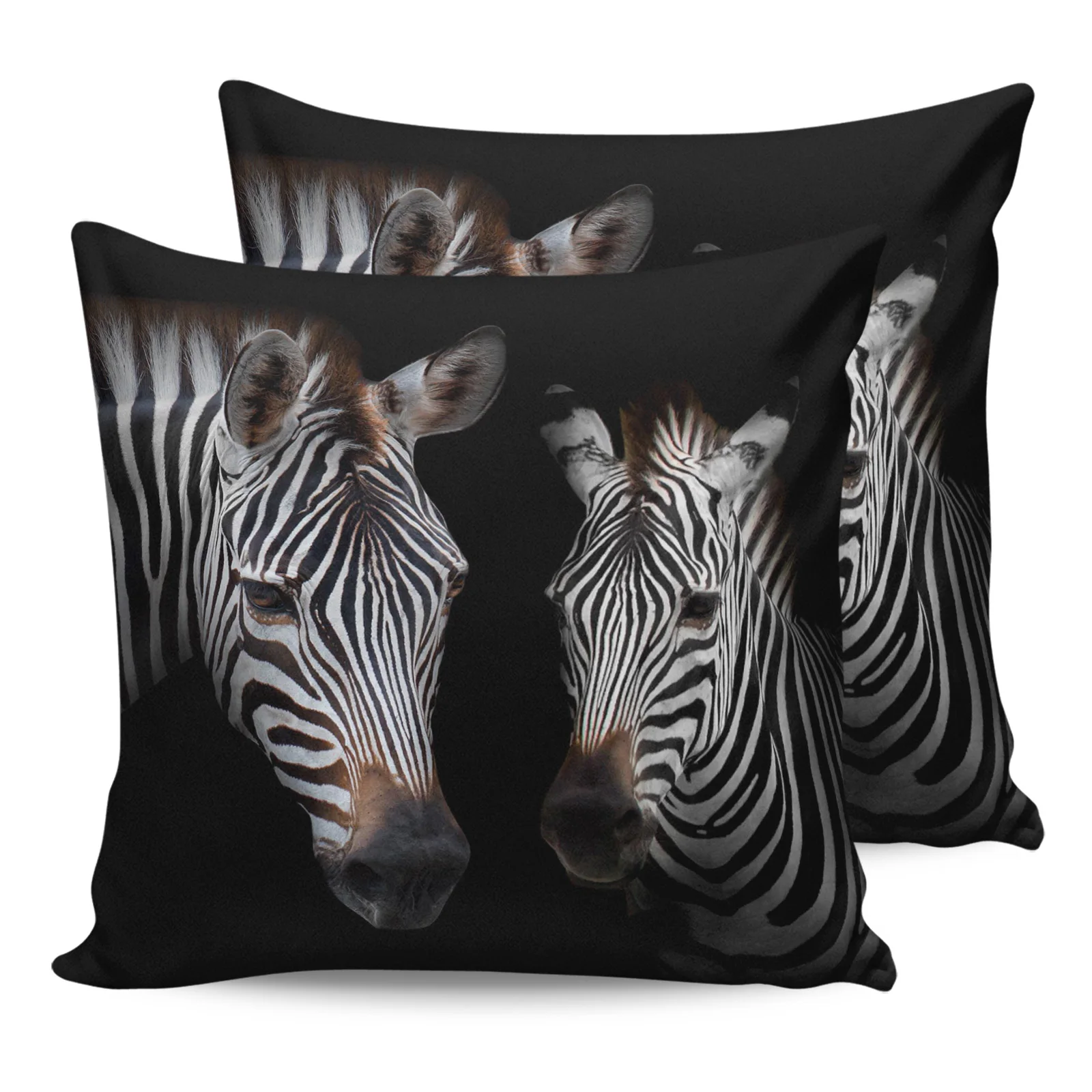 Zebra Black Wild African Pillowcase Two Piece Set Home Sofa Decor Cushion Cover Bed Pillow Printed Pattern |