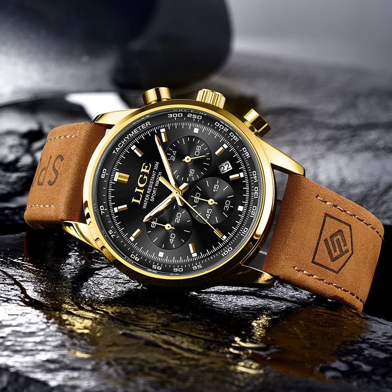 LIGE  Men Fashion  Original Watches Simple Men Business Leather  Quartz Watch Casual Watch For Man Relogio Masculino