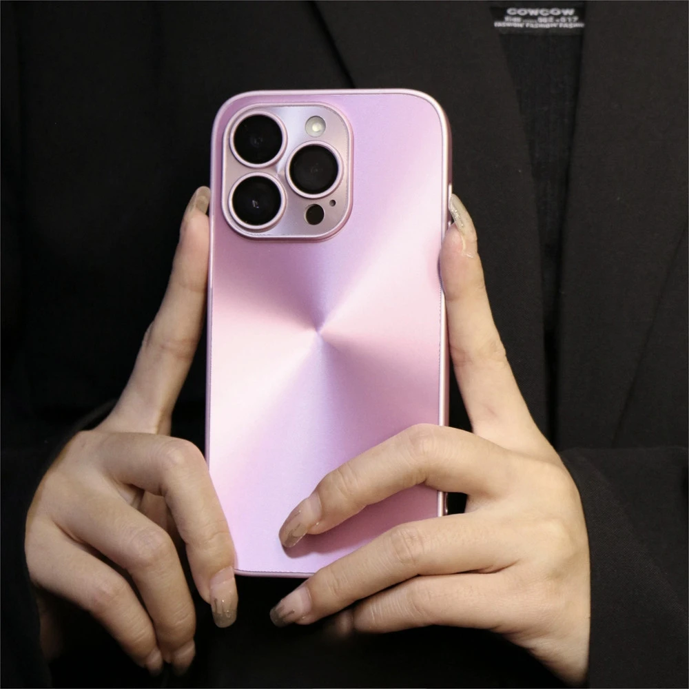 Luxury Bling Aurora Pattern Shockproof Phone Case with Soft Bumper and Matte Finish