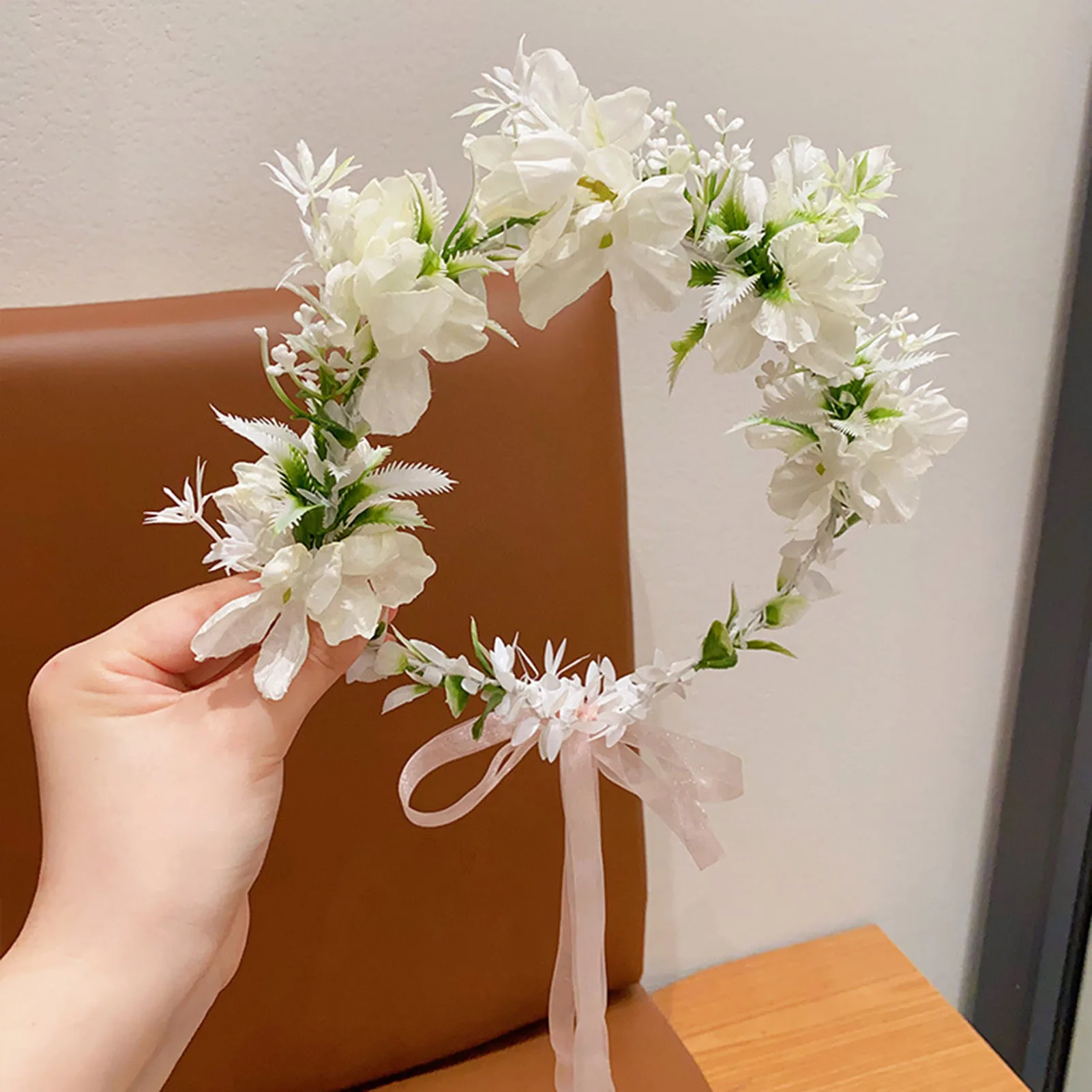 Wald Mädchen Blumenkrone handgewebte Seidenblume Haarschleife für Frauen Vintage elegante Hochzeit Haarschmuck Fotografie Requisiten – Detail 32
