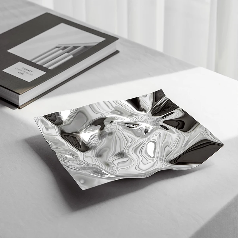 Luxury Stainless Steel Decorative Tray Trinket Dishes Jewelry Dish Unique Plate for Home Decoration Table Bedroom 4