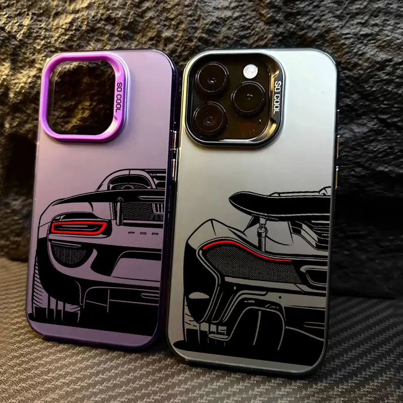 Men's Sports Car Cartoon Line Anti-Fall Phone Case Cover