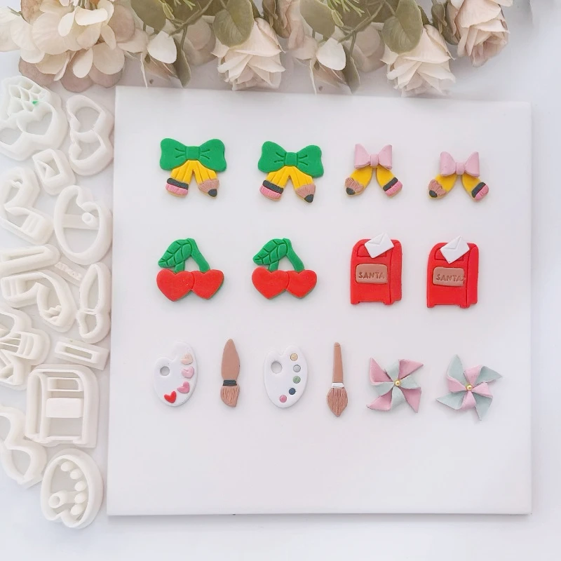 Polymer Clay Cutter Bow/Cherry/Palette/Penguin Polymer Clay Mold Earrings Pendant Jewelry Shaping Cutting Ceramics Tools