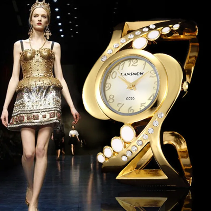 Womens Watch New Design Women Bangle Wristwatch Quartz Crystal Luxury Relojes Rhinestone Fashion Female Watches Eleagnt Mujer Watch