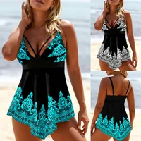 Summer Fashion Design Women's Bikini Two Piece Set Blue Tree Print Swimwear Sexy Beach Wear S-6XL 1