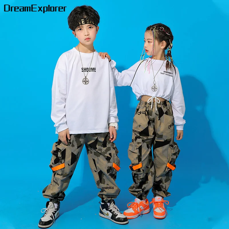 Boy Street Dance Sweatshirt Camouflage Jogger Girl Hip Hop Crop