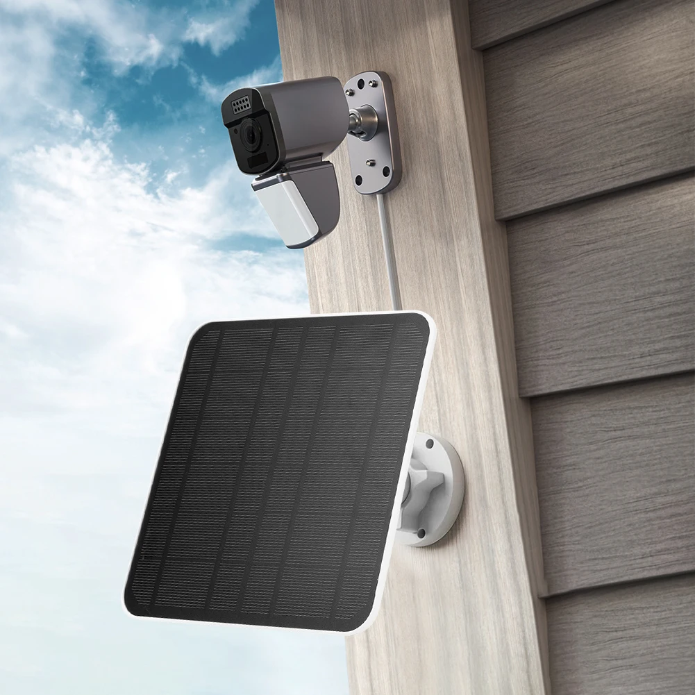 5V 30W Solar Panel Micro USB Port Solar Charging Panel IP65 9.8 Ft Charging Cable 360°Adjustable Mounting for Security Camera