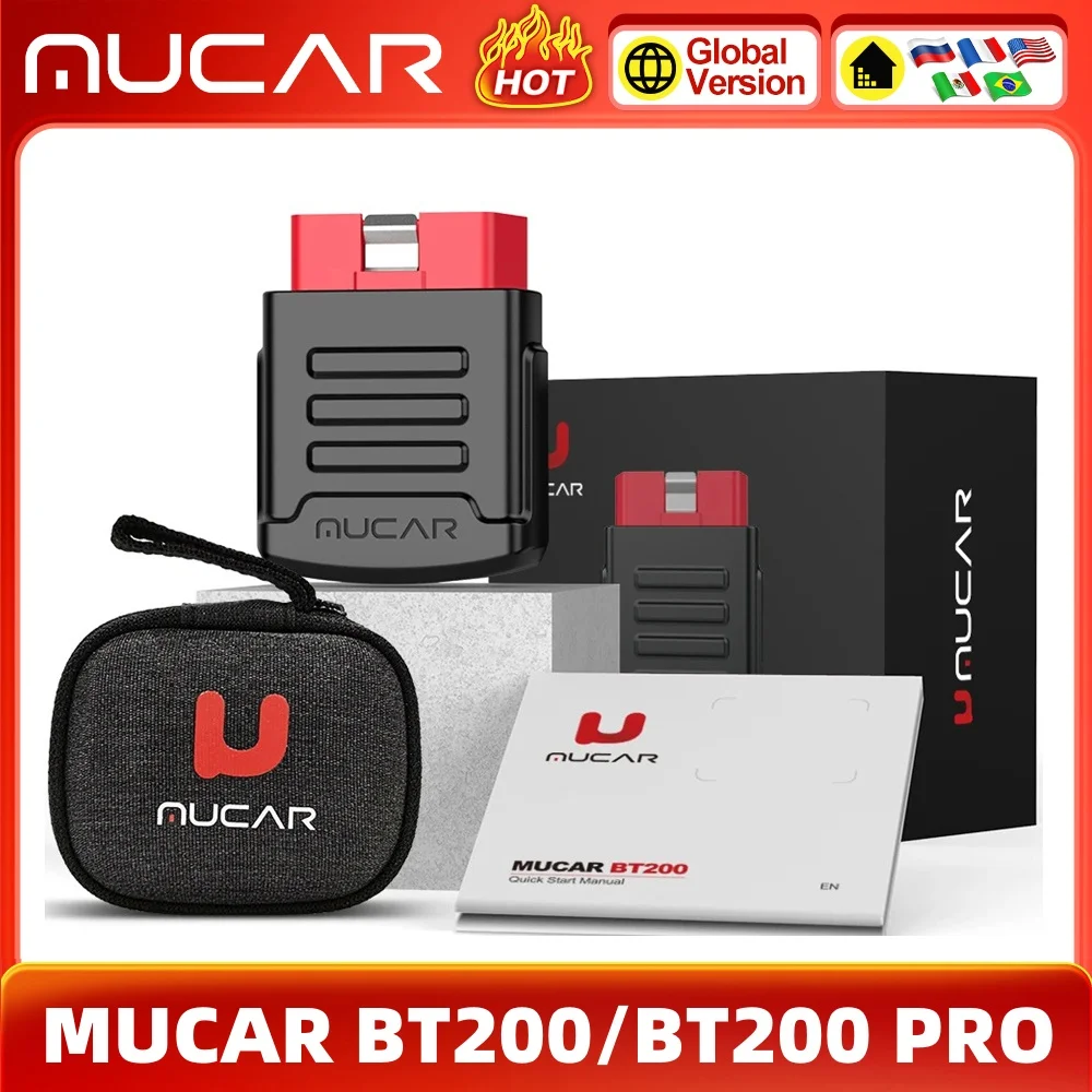 Automotive diagnostic scanner MUCAR BT200/BT200 PRO Car Code Reader DTC Lookup Scan Tool Full System Diagnose Oil/SAS Reset Car OBD2 Scanner Diagnostic Tools