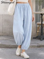 Pantalon ample en coton pour femme, style Aladdin, bleu marine, taille élastique, coupe lanterne, pantalon harem court 1