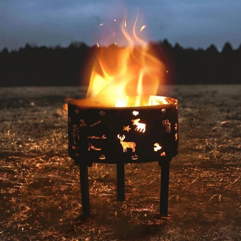New outdoor 30cm mini portable carbon oven fire round table family BBQ camping heating oven barbecue camp picnic rack