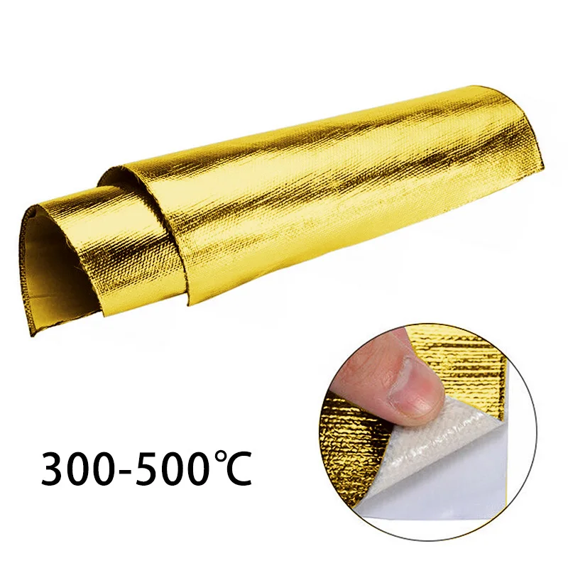 Gold Fiberglass Heat Insulation Tape Fireproof High-temperature Resistance Protective Film Sound Shield Cloth Car Accessories fiberglass insulation tape