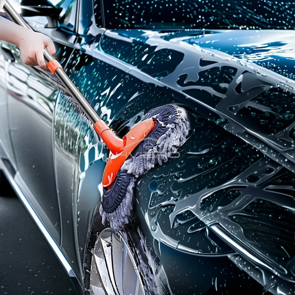 1X Kit multiuso per la pulizia dell'auto Spazzola in microfibra Mop Spugna Pulisci Strumenti per la casa automatica Accessori puliti universali Giallo Grigio - immagine 4