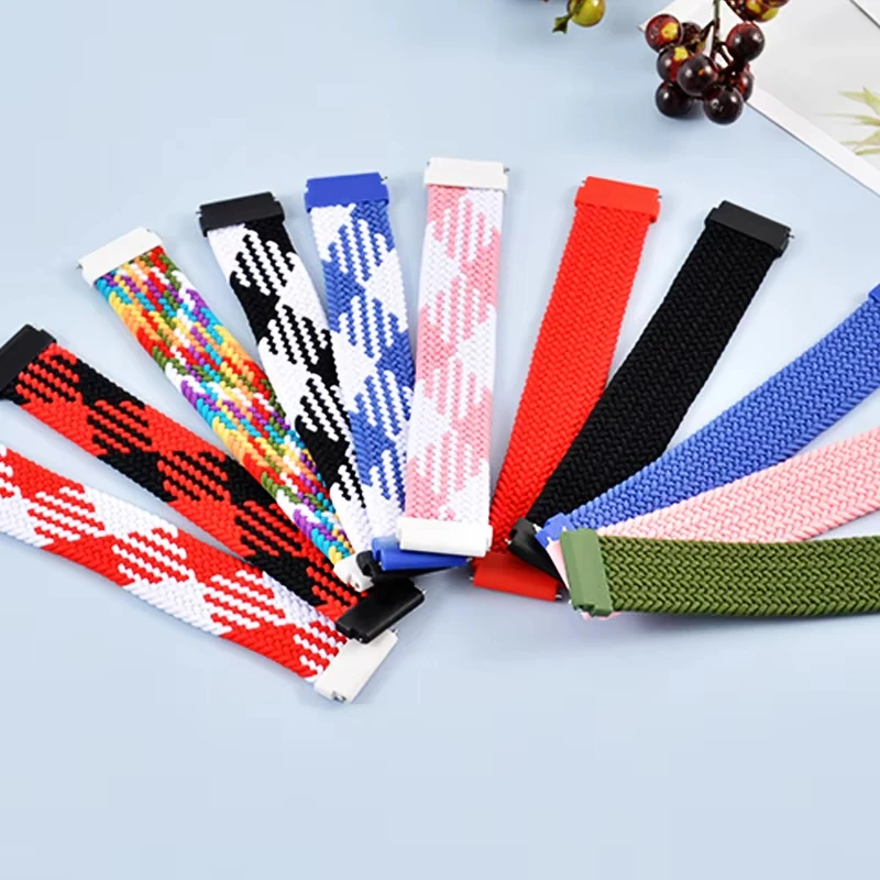 Braided Nylon Elastic Weave Strap, 22mm Adjustable Wristband