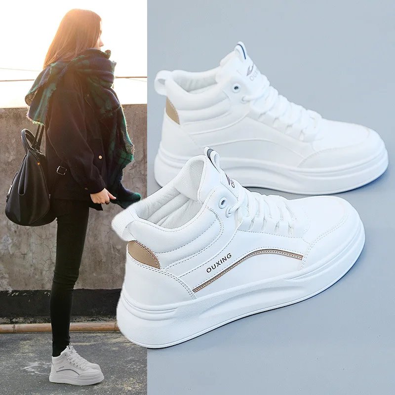 

2022 Winter New Women's Shoes Warm Plush Ladies Casual Shoes Lace Up Fashion Sneakers Thick Sole Snow Boots Large Size