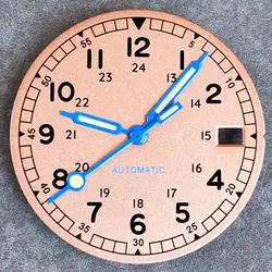 Vintage 29mm Black and White Field Watch Dial with Date Window and Hand Set (Brown set)