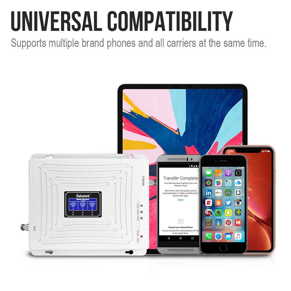 린트라텍 트라이 밴드 휴대폰 셀룰러 증폭기 2G 3G 4G 모바일 폰 네트워크 부스터 GSM DCS 900 1800Mhz 신호 증폭기 세트