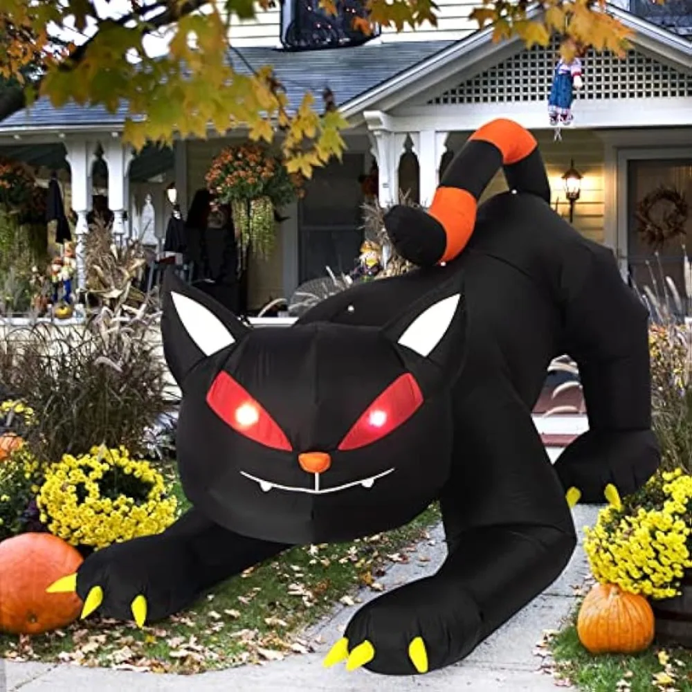 Halloween Inflatable 1.8m Black Cat Toy Shakes Head Ghost LED Lights Indoor Outdoor Yard Airblown Decoration Fun Party Display inflatable decoration toy
