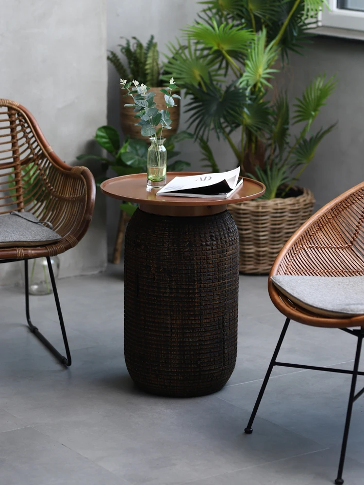 

Креативный Тиковый боковой столик, минималистичный маленький чайный столик для балкона