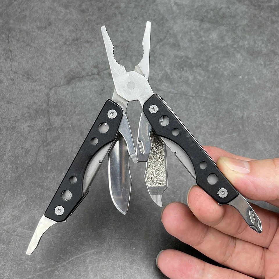 Compact Multi-Pliers with 9 Functions EDC Tool Wire Cutters Bottle Opener Tweezers Screwdriver Emergency Outdoor Home Portable jcd portable 8 in 1 aluminum pen style screw driver multi tool precision mobile phone repair tool kit screwdriver set bits