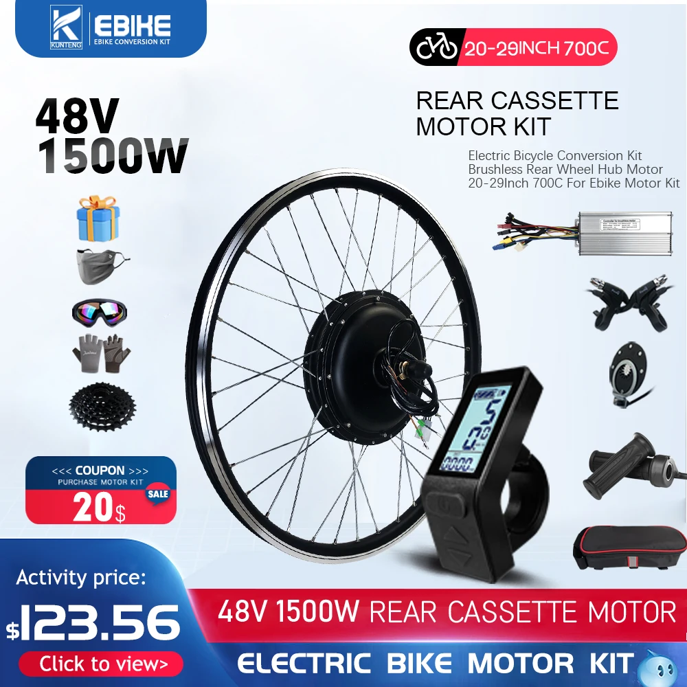 48v 1500w 29 Inch Electric Bike Conversion Kit With Battery 48