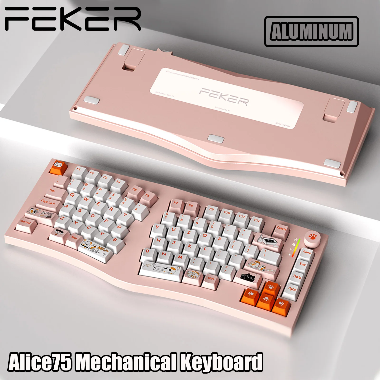 FEKERAlice75AluminumDiykitMdaKeycapWirelessMechanicalKeyboard