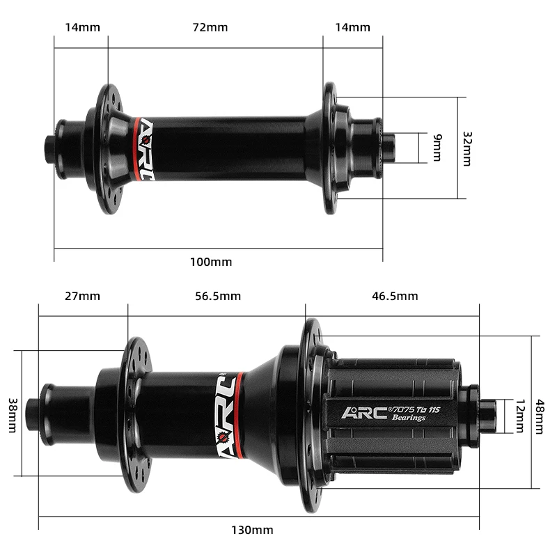 ARC RT010 002 Front 100 Rear 130 Road Bike Hub 4 pawls 48 clicks NBK Bearing 20 24 Holes Bicycle V brake 8 9 10 11S