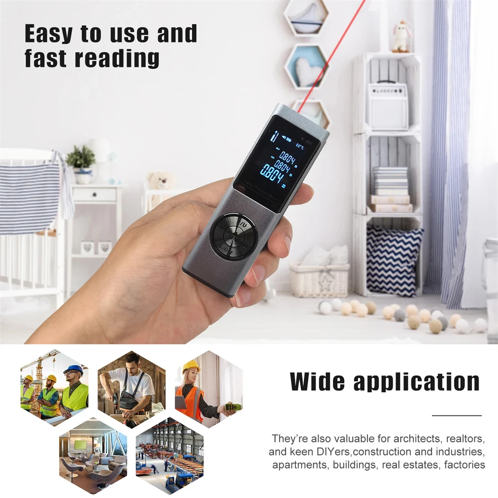Digital Rangefinder Laser Distance Meter Module Ft/M/In 40M 60M 80M Distance Area Volume Continuous Laser Tape Trena Meter